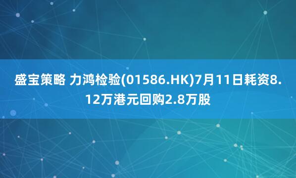 盛宝策略 力鸿检验(01586.HK)7月11日耗资8.12万港元回购2.8万股